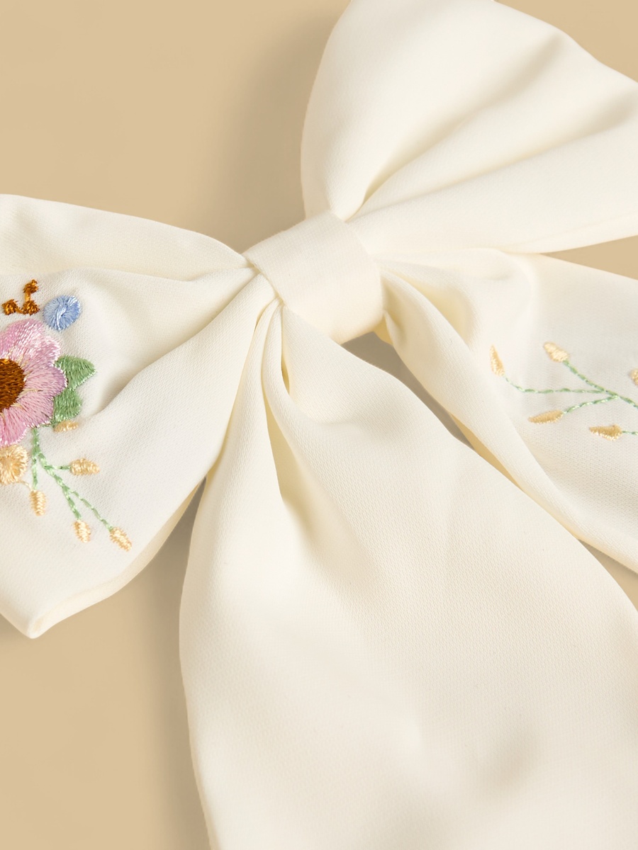 Embroidered Bow Hair Clip