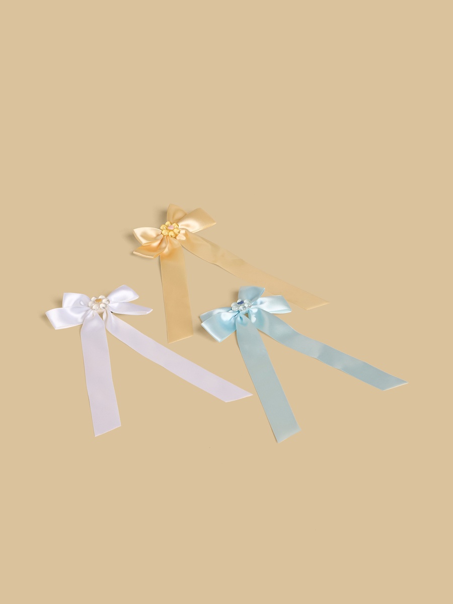Pack of 3 - Floral Accent Bow Hair Clip