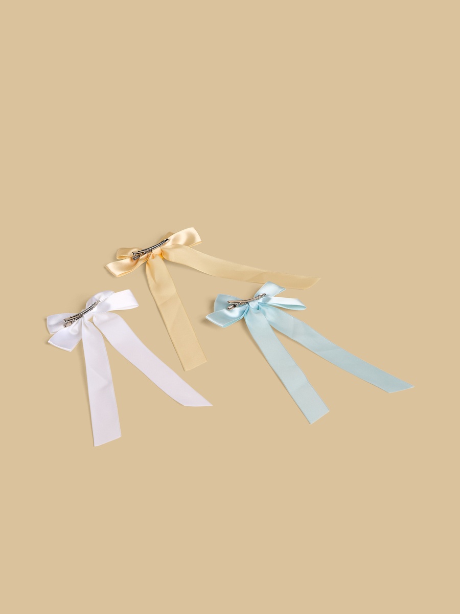 Pack of 3 - Floral Accent Bow Hair Clip