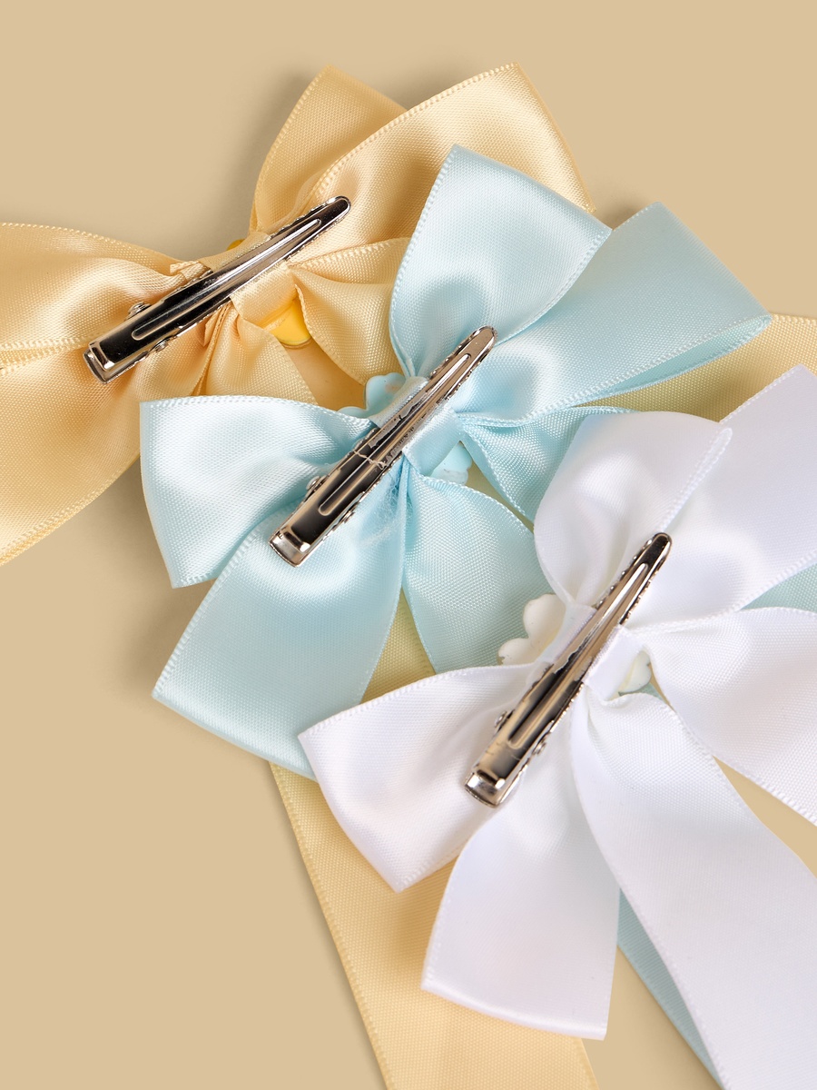 Pack of 3 - Floral Accent Bow Hair Clip