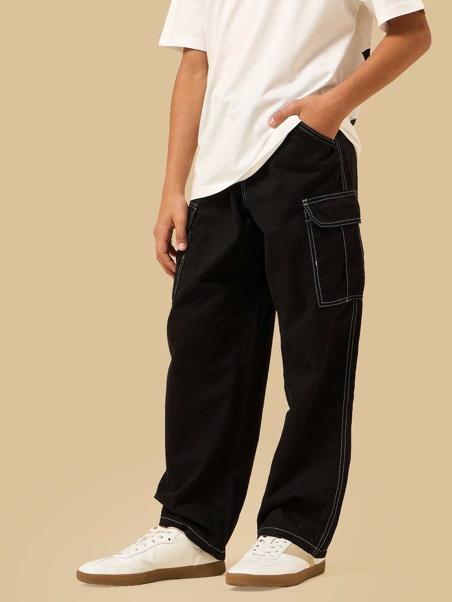 Stitch Detail Wide Leg Jeans