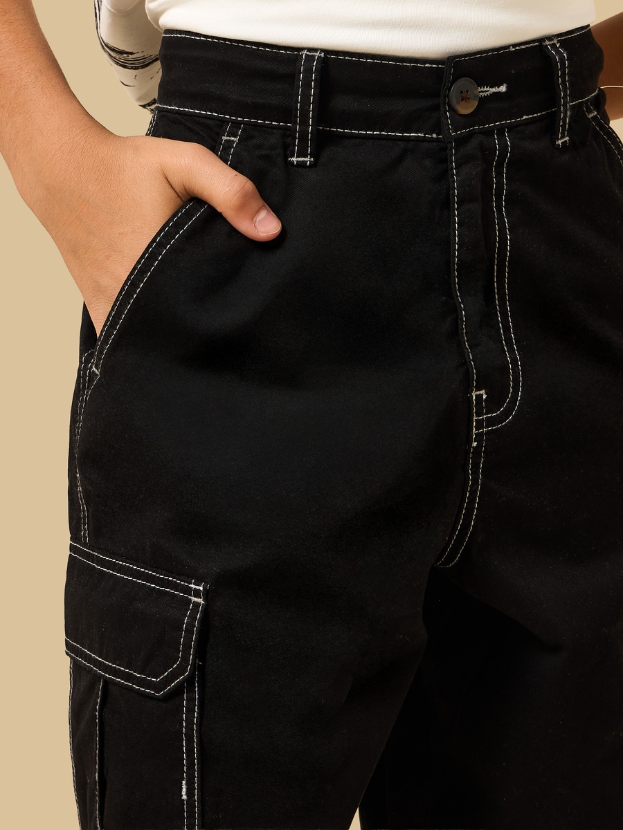 Stitch Detail Wide Leg Jeans