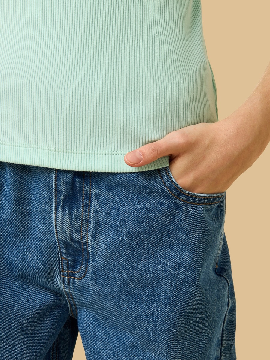 Paperbag Waist Mom Fit Cotton Jeans