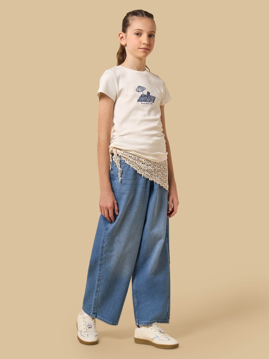 Straight Fit Jeans with Crochet Waist Wrap