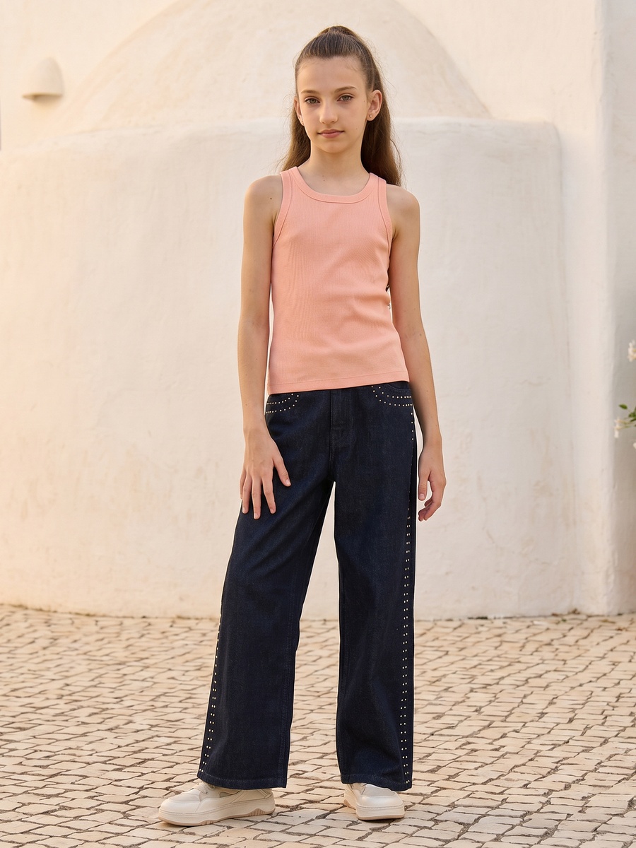 Raw Wash Studded Cotton Marine Jeans