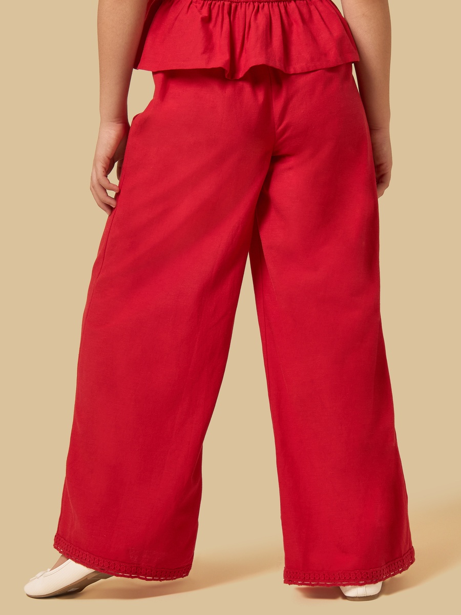 Pleated Linen Blend Wide Leg Pants