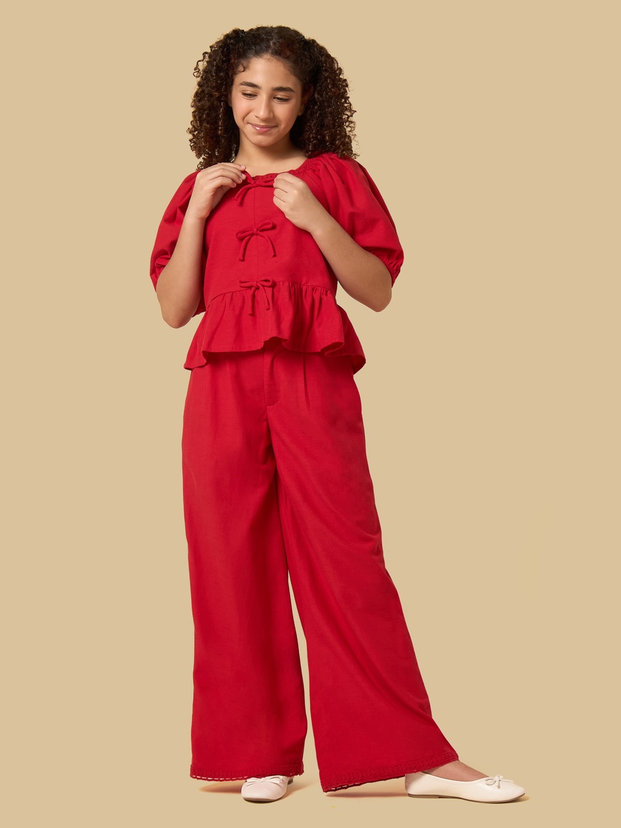 Pleated Linen Blend Wide Leg Pants