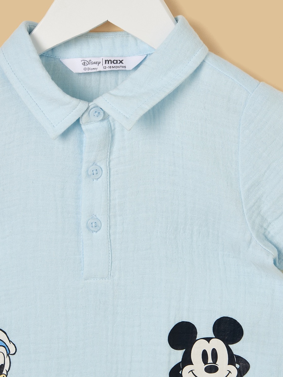 Mickey Mouse and Donald Duck Print Cotton Romper with Hat