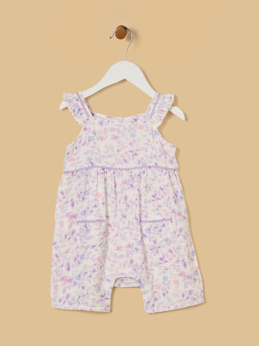 Floral Print Romper with Cap