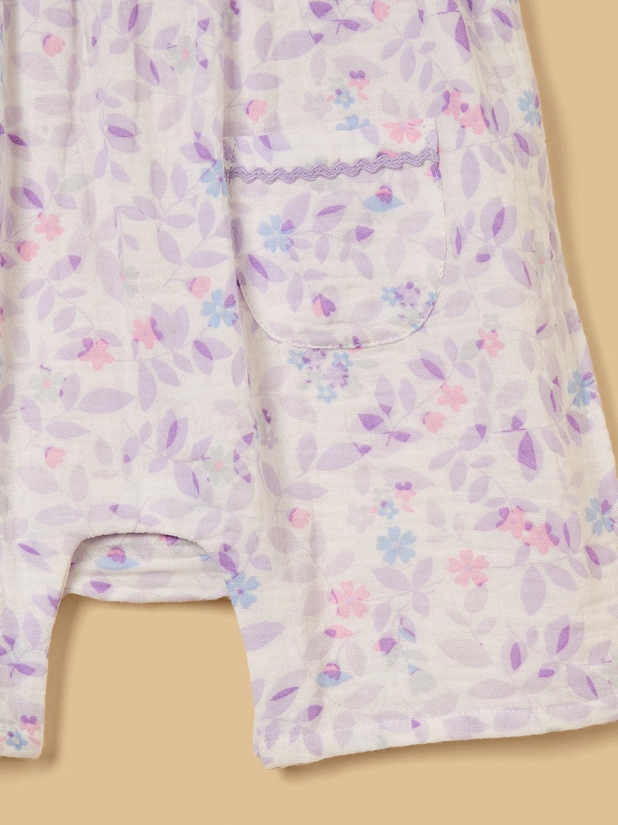 Floral Print Romper with Cap