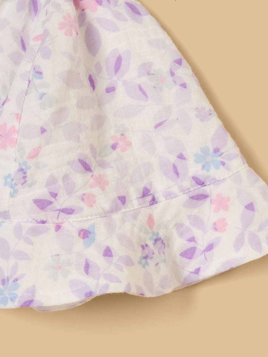 Floral Print Romper with Cap