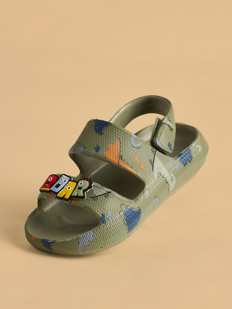 Dinosaur Print Sandals with Hook and Loop Closure