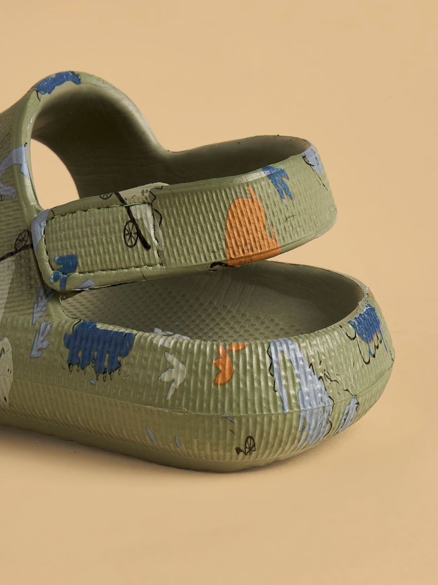 Dinosaur Print Sandals with Hook and Loop Closure