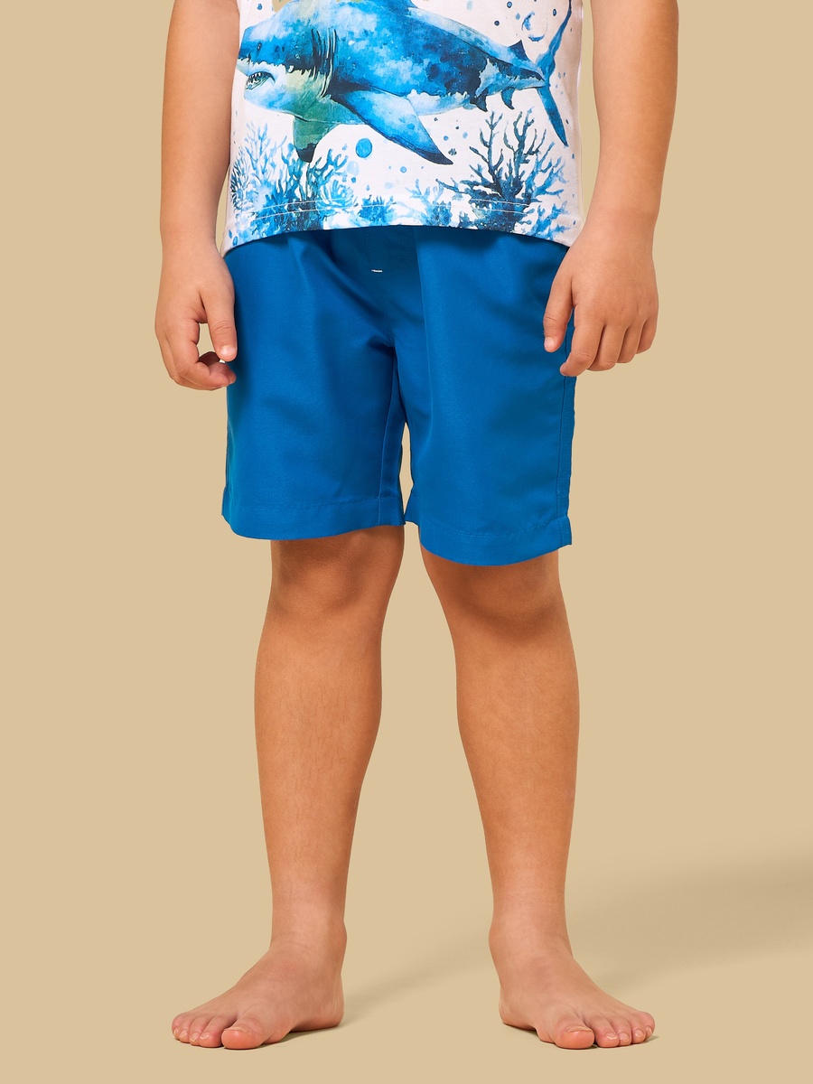 Shark Print Cotton T-Shirt and Shorts Swim Set