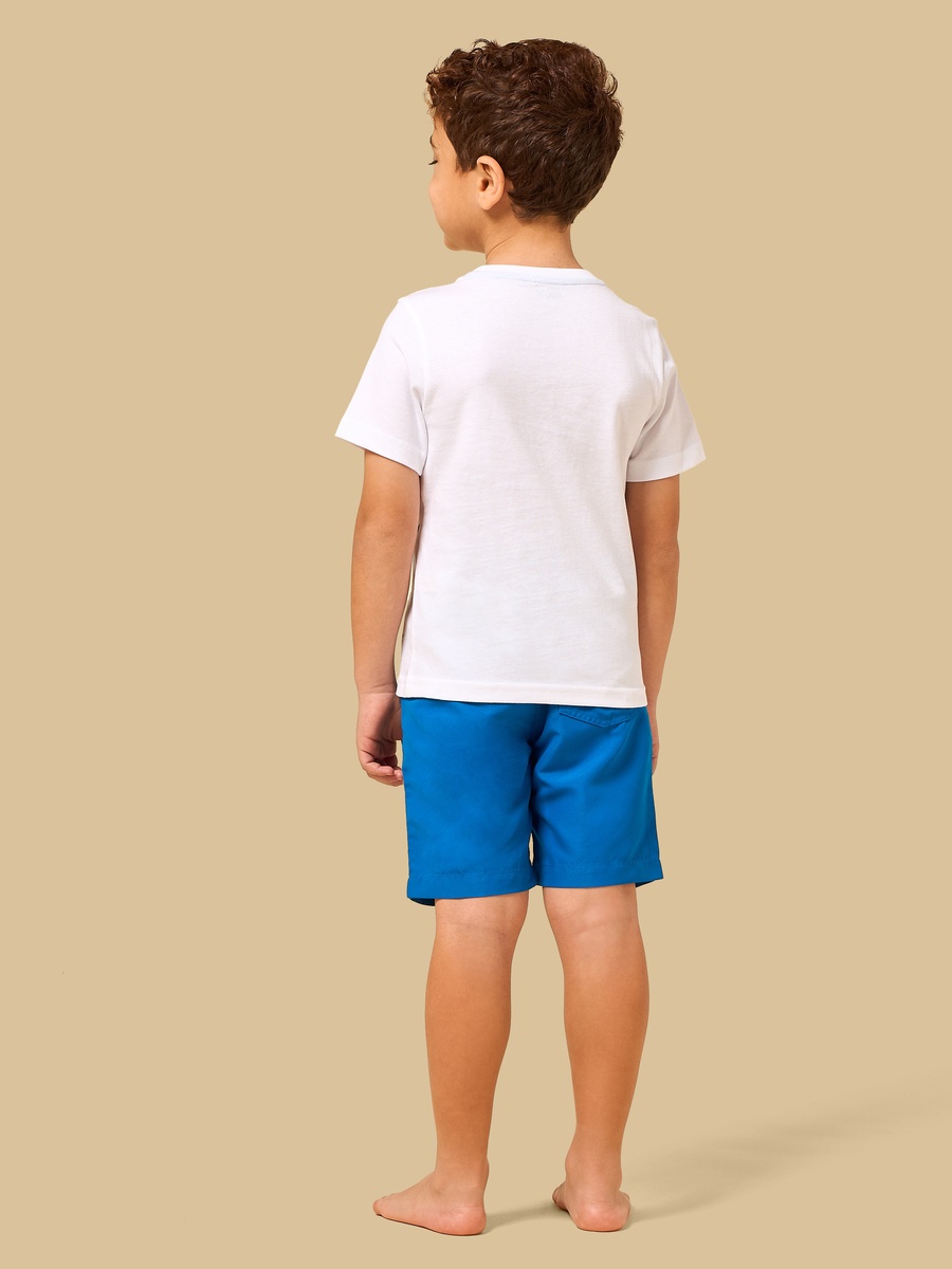 Shark Print Cotton T-Shirt and Shorts Swim Set
