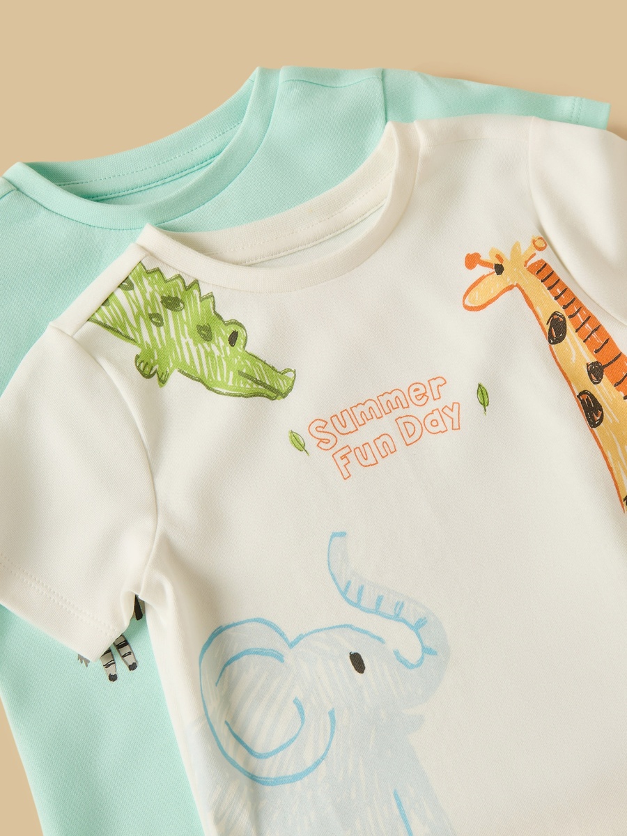 Safari Print Cotton T-Shirt and Shorts Set