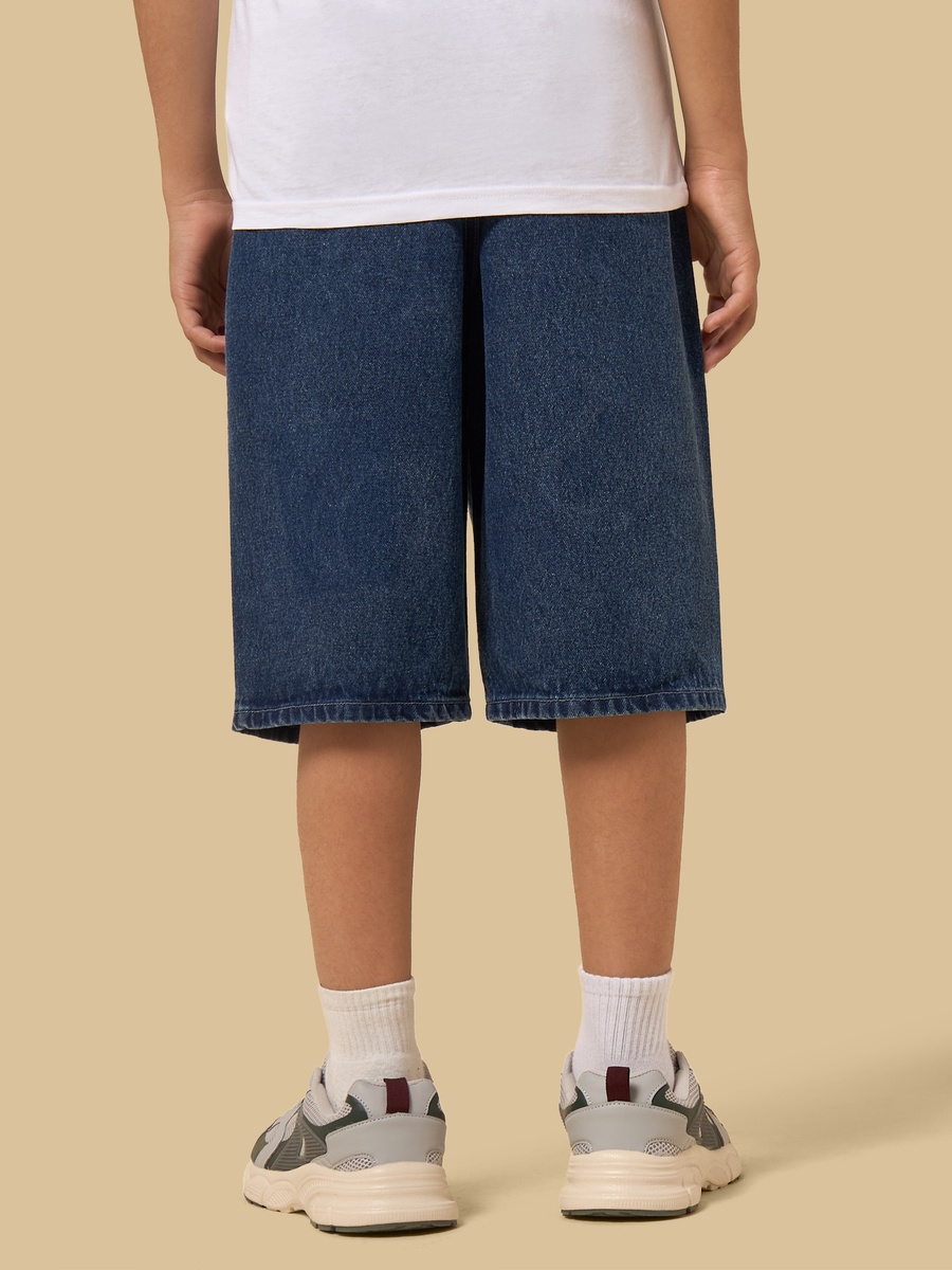 Applique Detail Cotton Denim Shorts