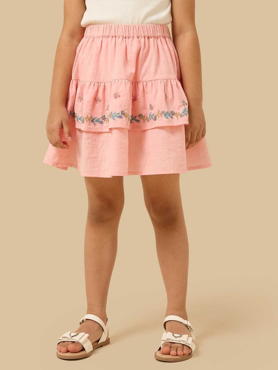 Embroidered Ruffle Skirt