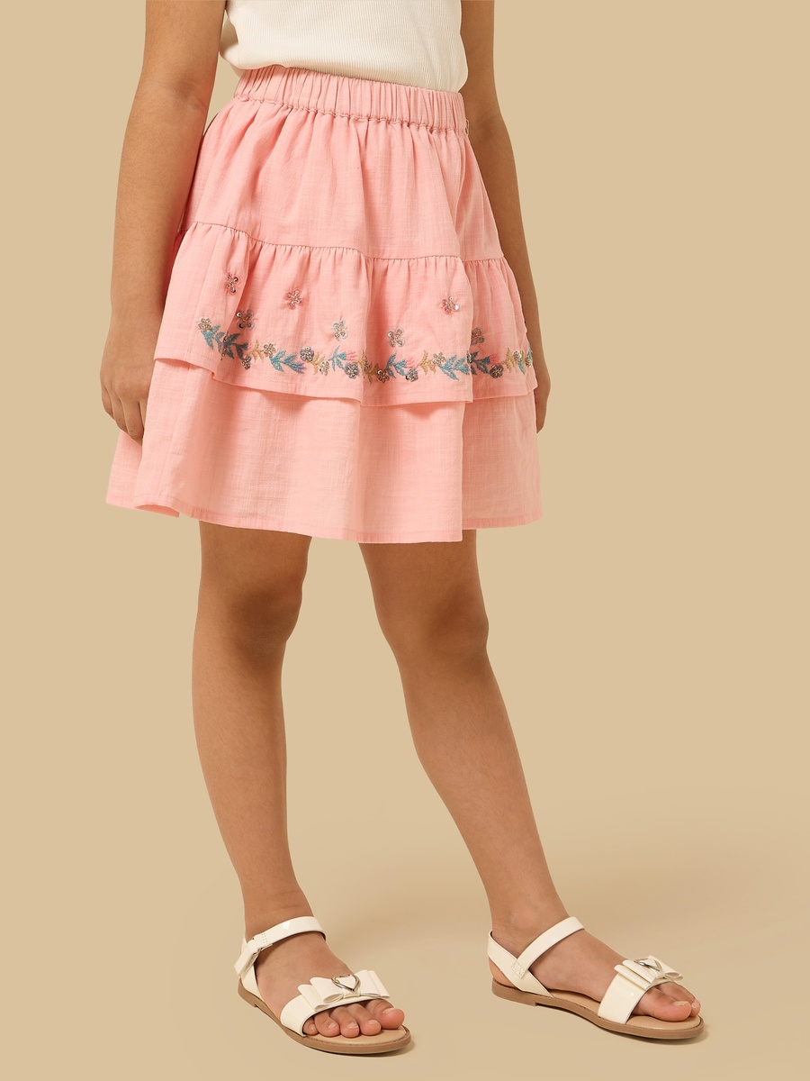 Embroidered Ruffle Skirt