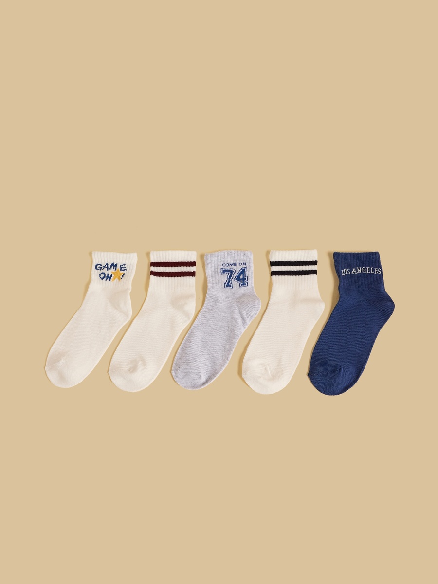 Pack of 5 - Assorted Print Ankle Length Socks
