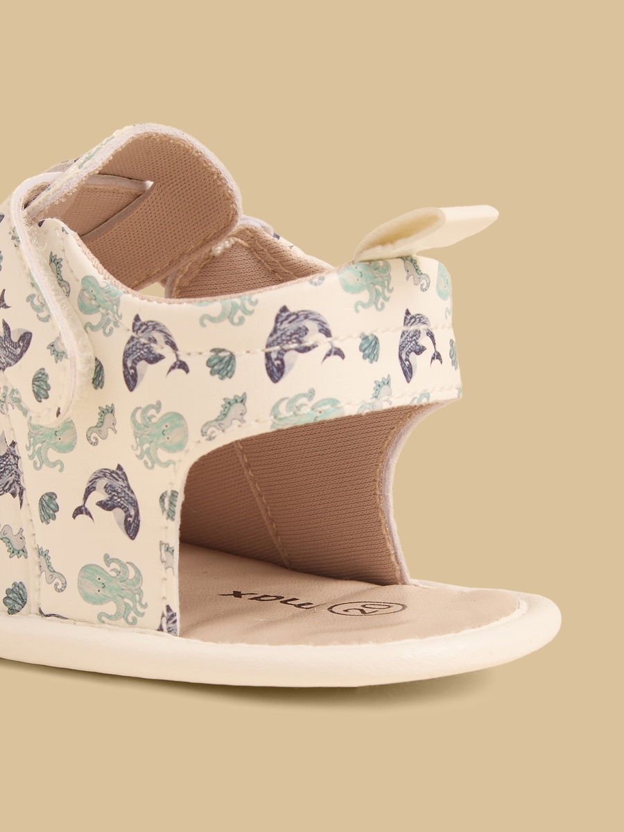 Aquatic Print Booties with Hook and Loop Closure