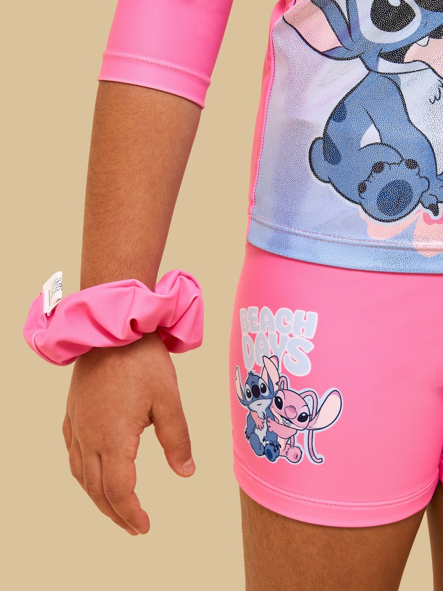 Stitch and Angel Print Rash Guard and Swim Shorts Set