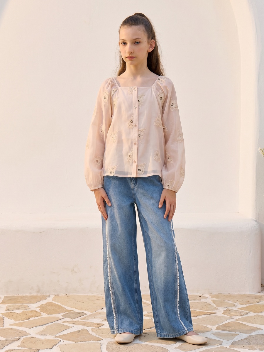 Floral Embroidered Square Neck Top