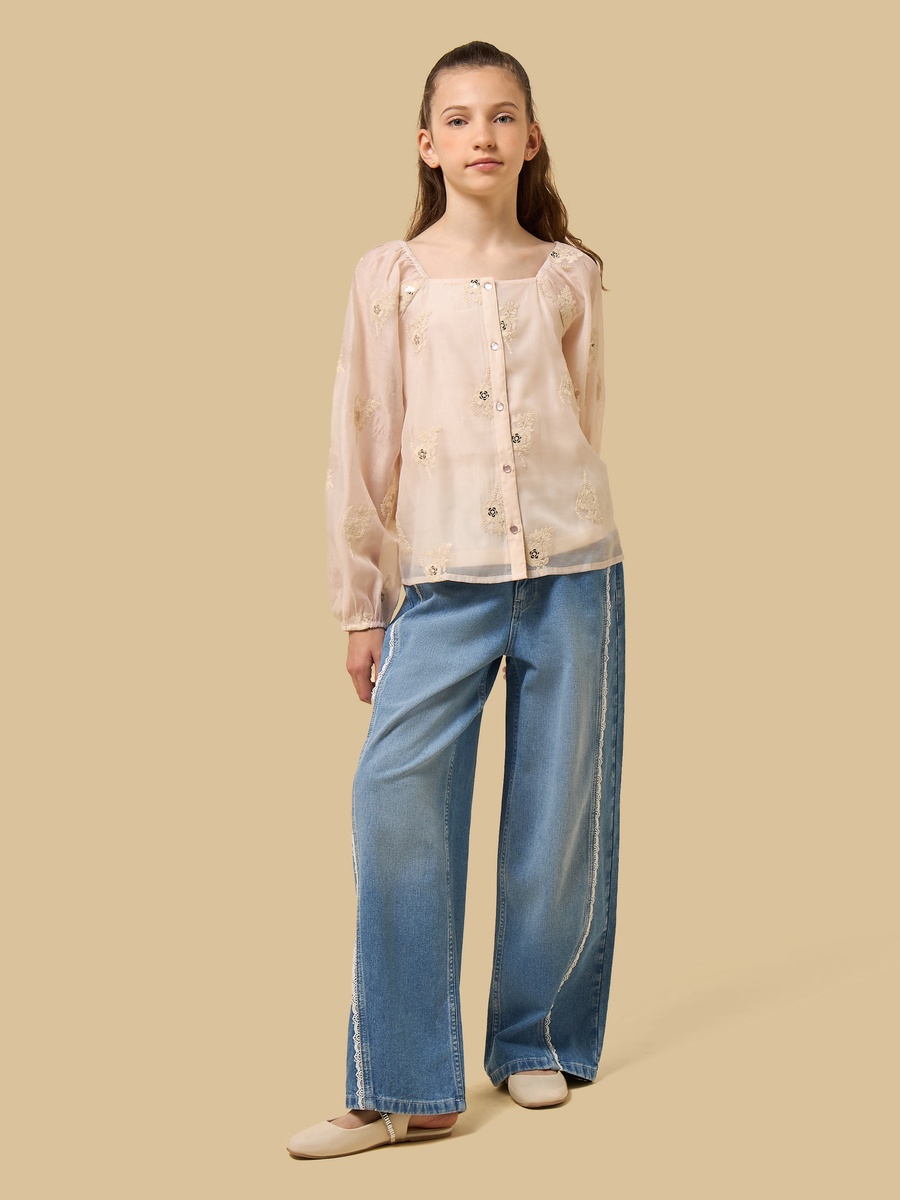Floral Embroidered Square Neck Top