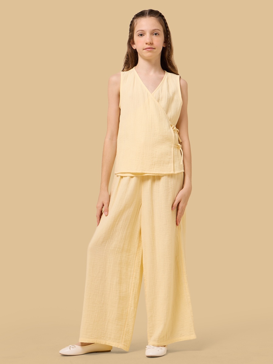 Tie-Up Detail Sleeveless Cotton Wrap Top