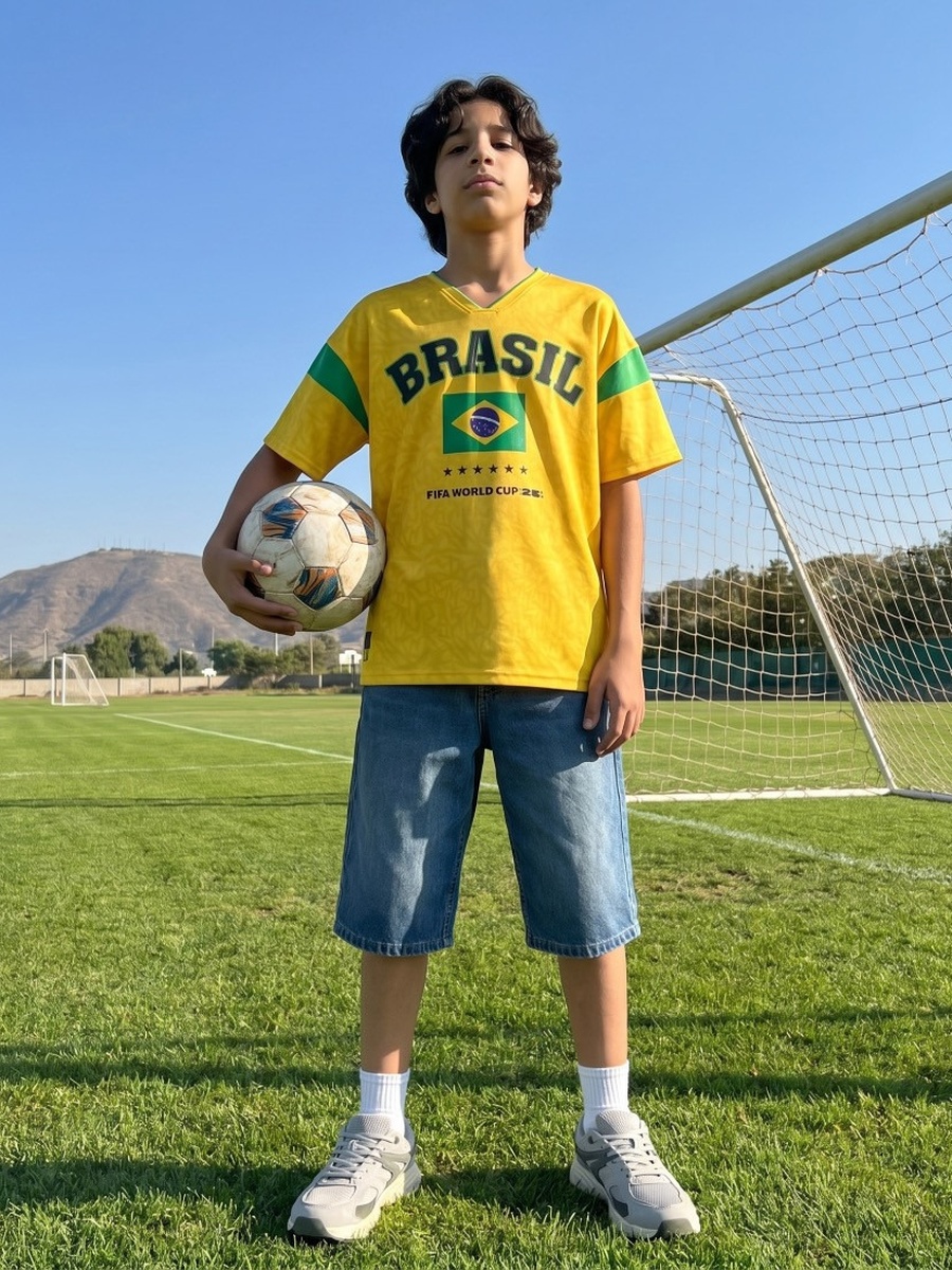 Brasil Print V Neck T-Shirt