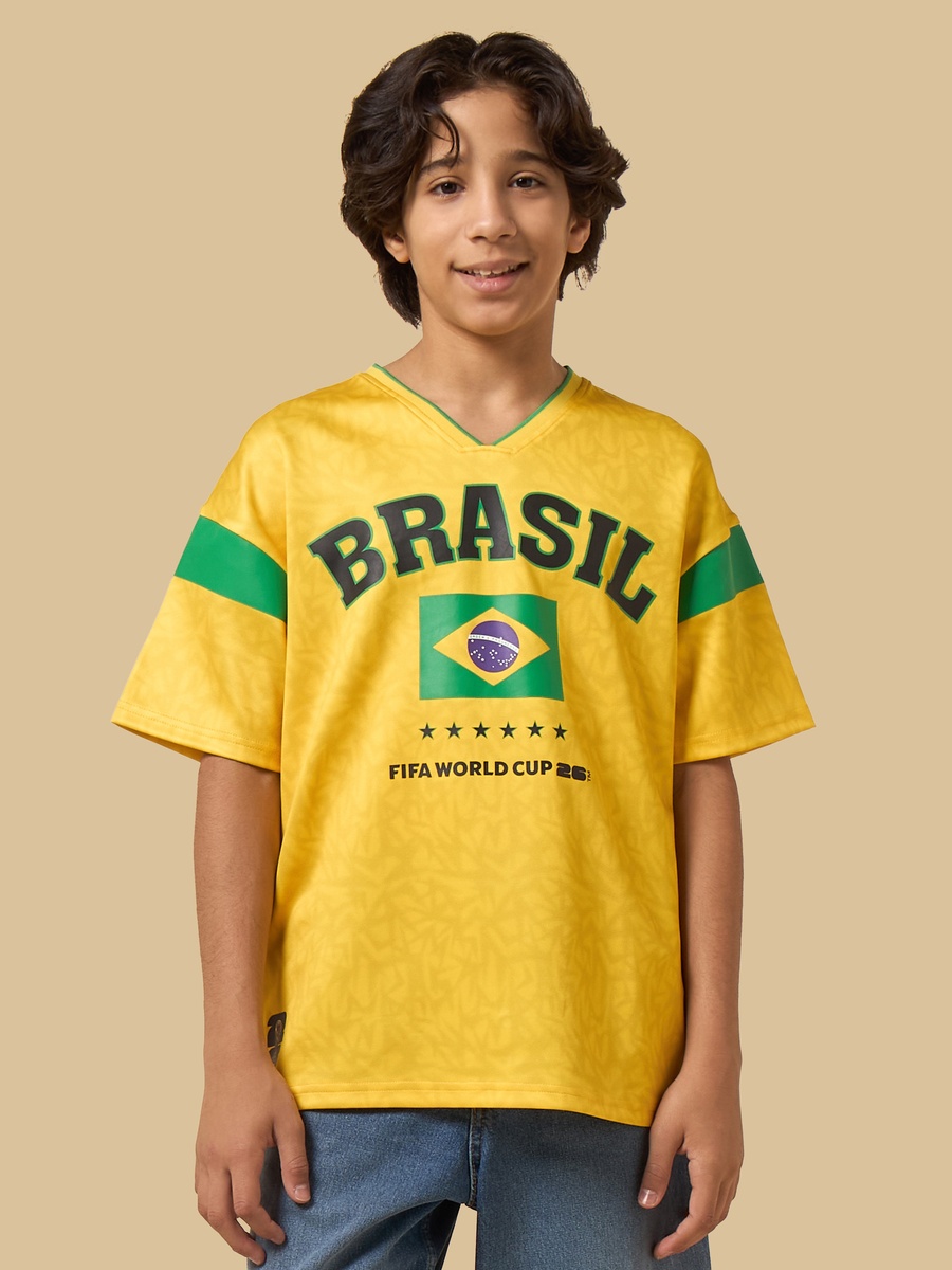 Brasil Print V Neck T-Shirt