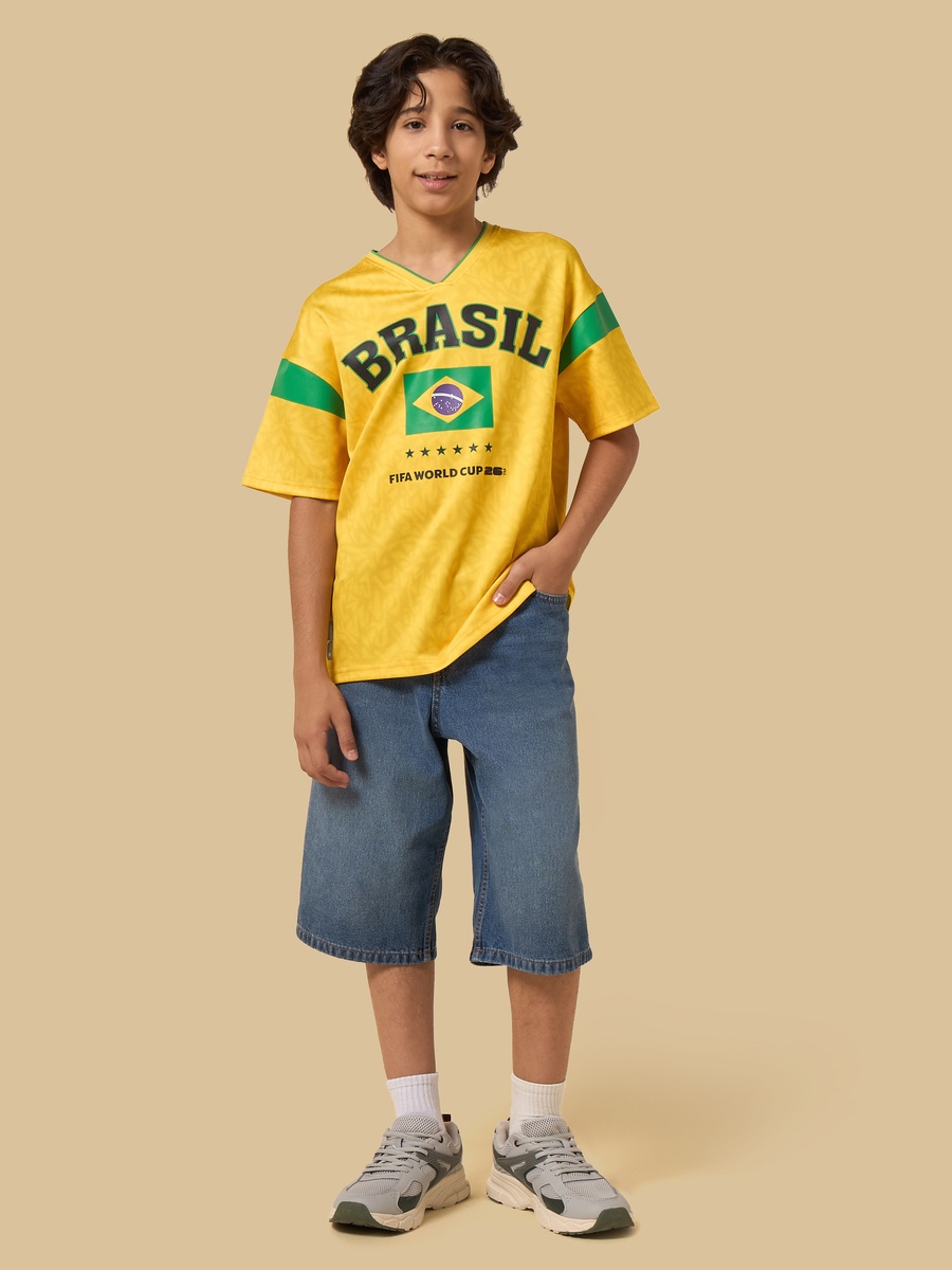Brasil Print V Neck T-Shirt