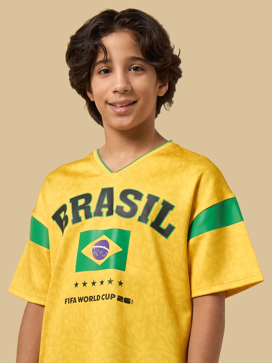 Brasil Print V Neck T-Shirt