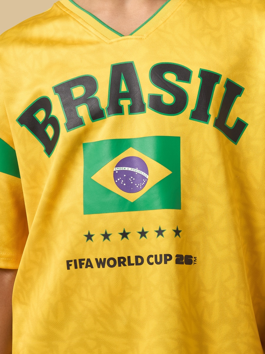 Brasil Print V Neck T-Shirt