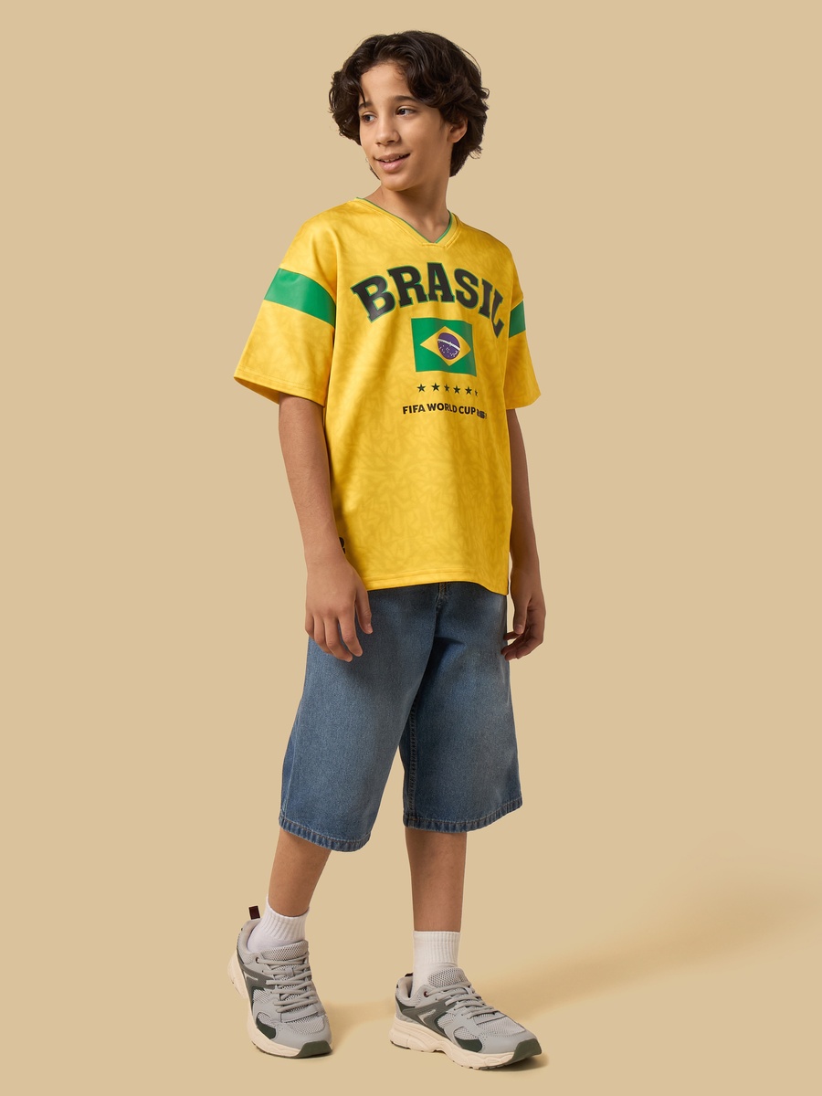 Brasil Print V Neck T-Shirt