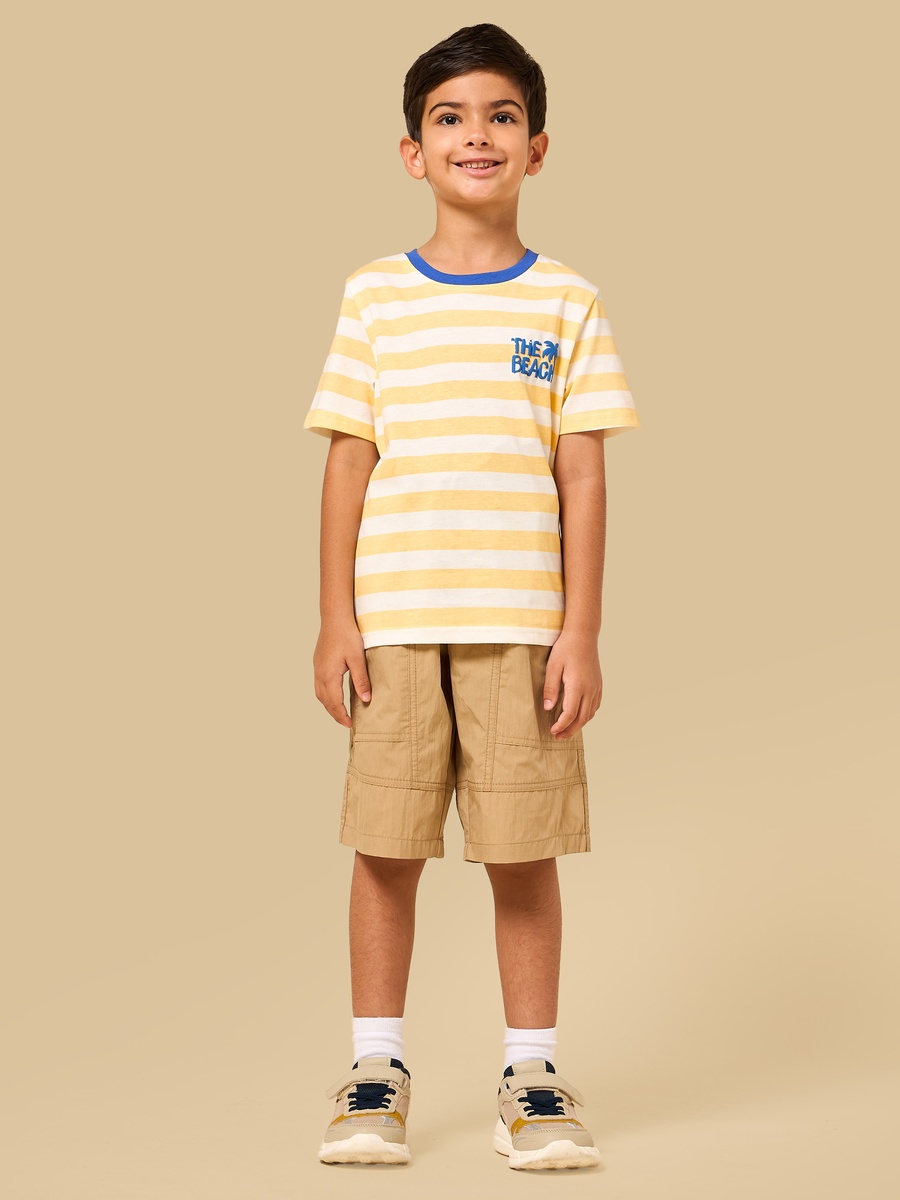 Beach Print Striped T-Shirt