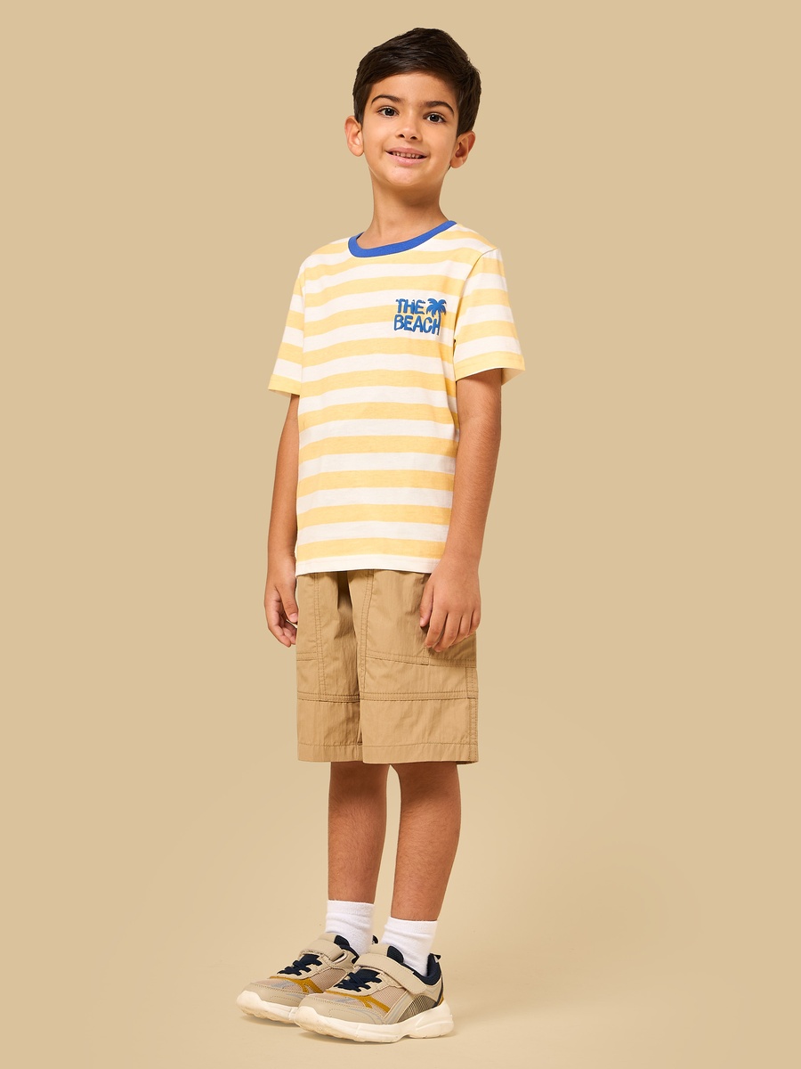 Beach Print Striped T-Shirt