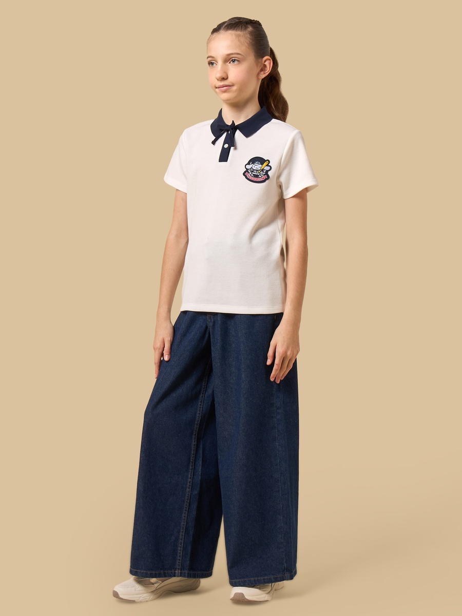 Cinnamoroll Applique Cotton Polo T-Shirt with Bow