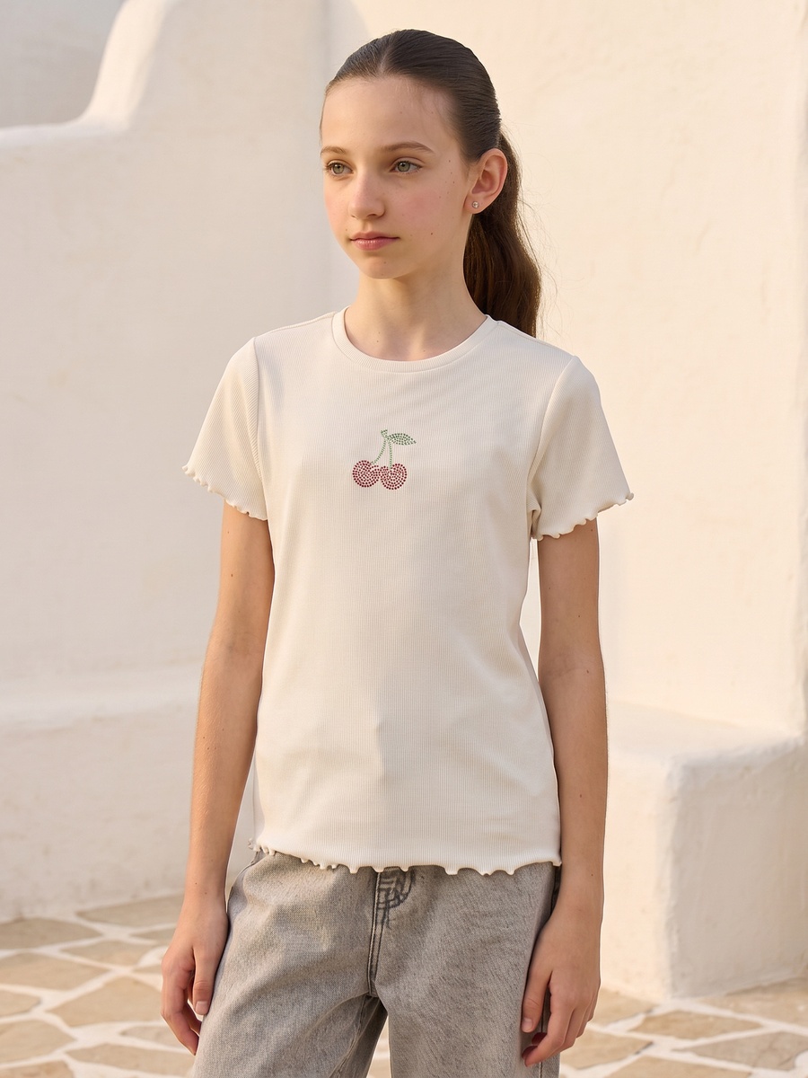 Embellished Ribbed Cotton T-Shirt