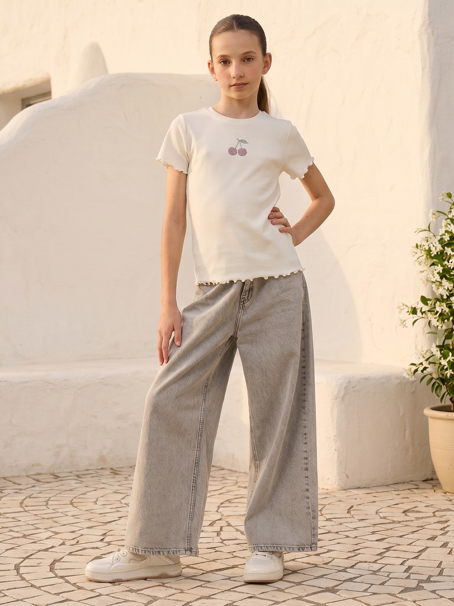 Embellished Ribbed Cotton T-Shirt