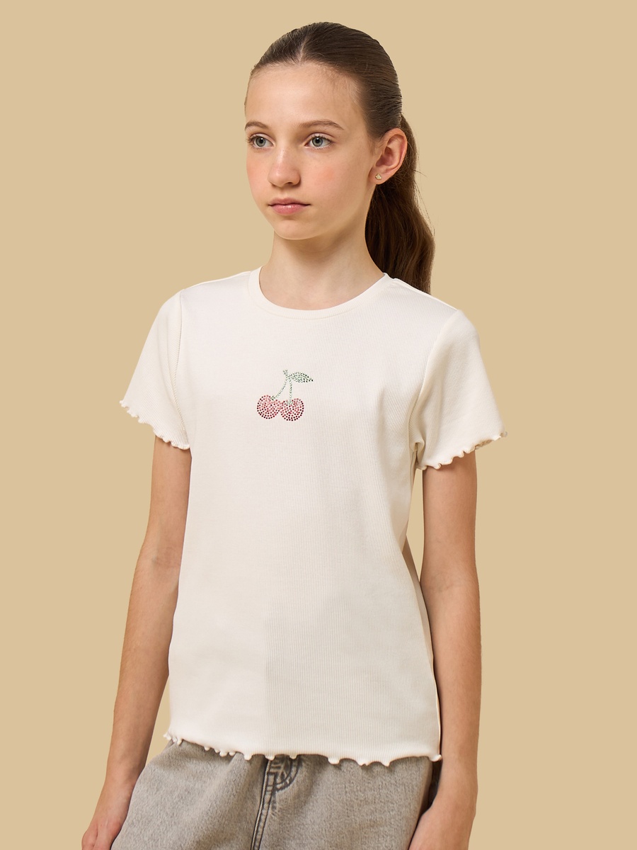 Embellished Ribbed Cotton T-Shirt
