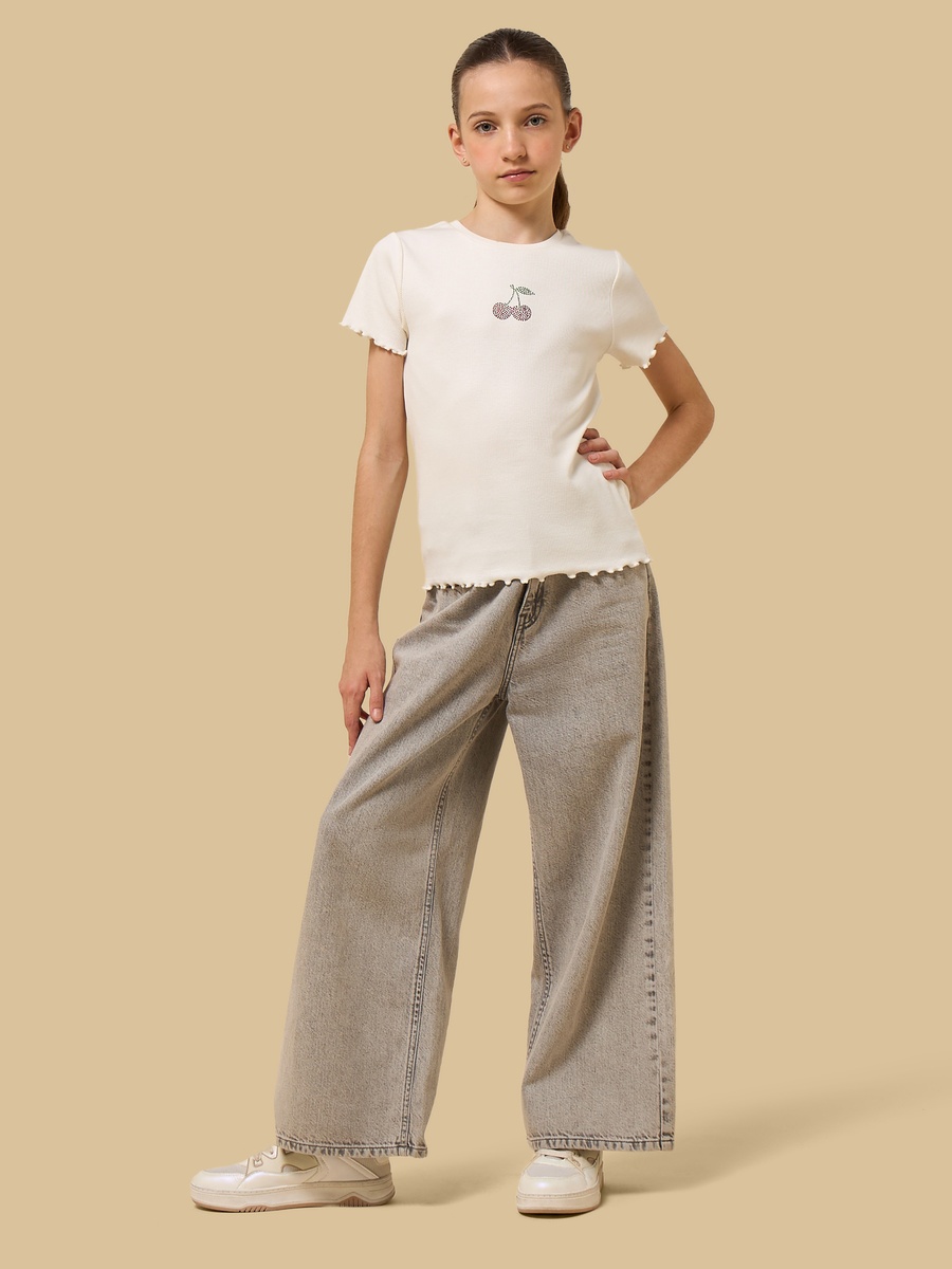 Embellished Ribbed Cotton T-Shirt