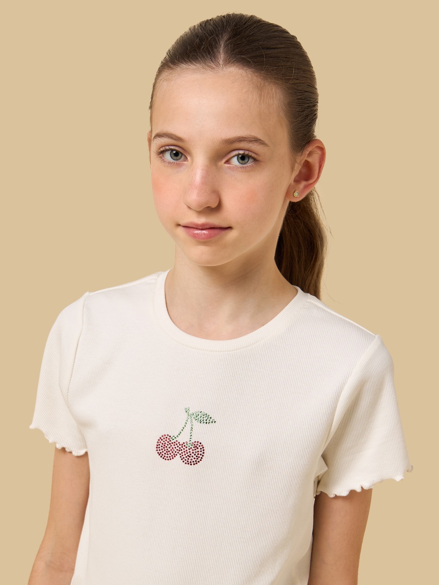 Embellished Ribbed Cotton T-Shirt