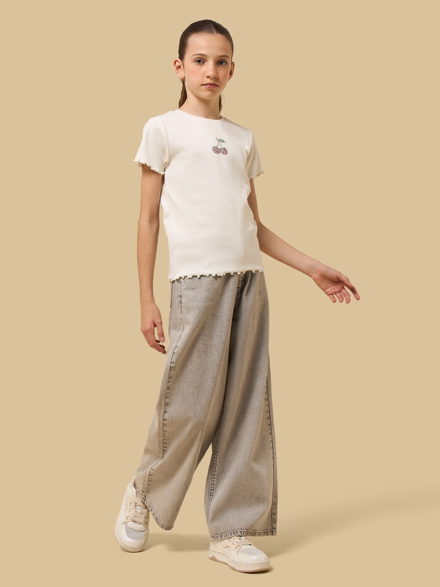 Embellished Ribbed Cotton T-Shirt