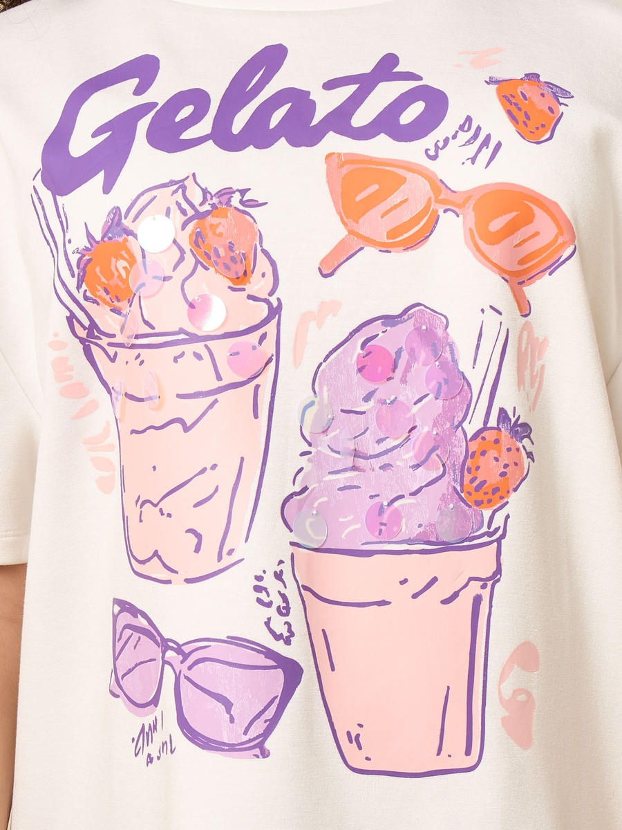 Gelato Print Oversized T-Shirt