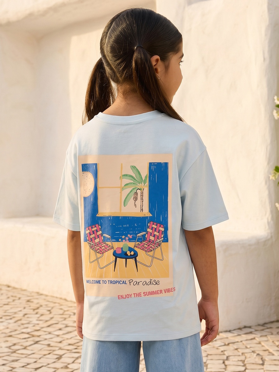 Tropical Paradise Print Oversized T-Shirt