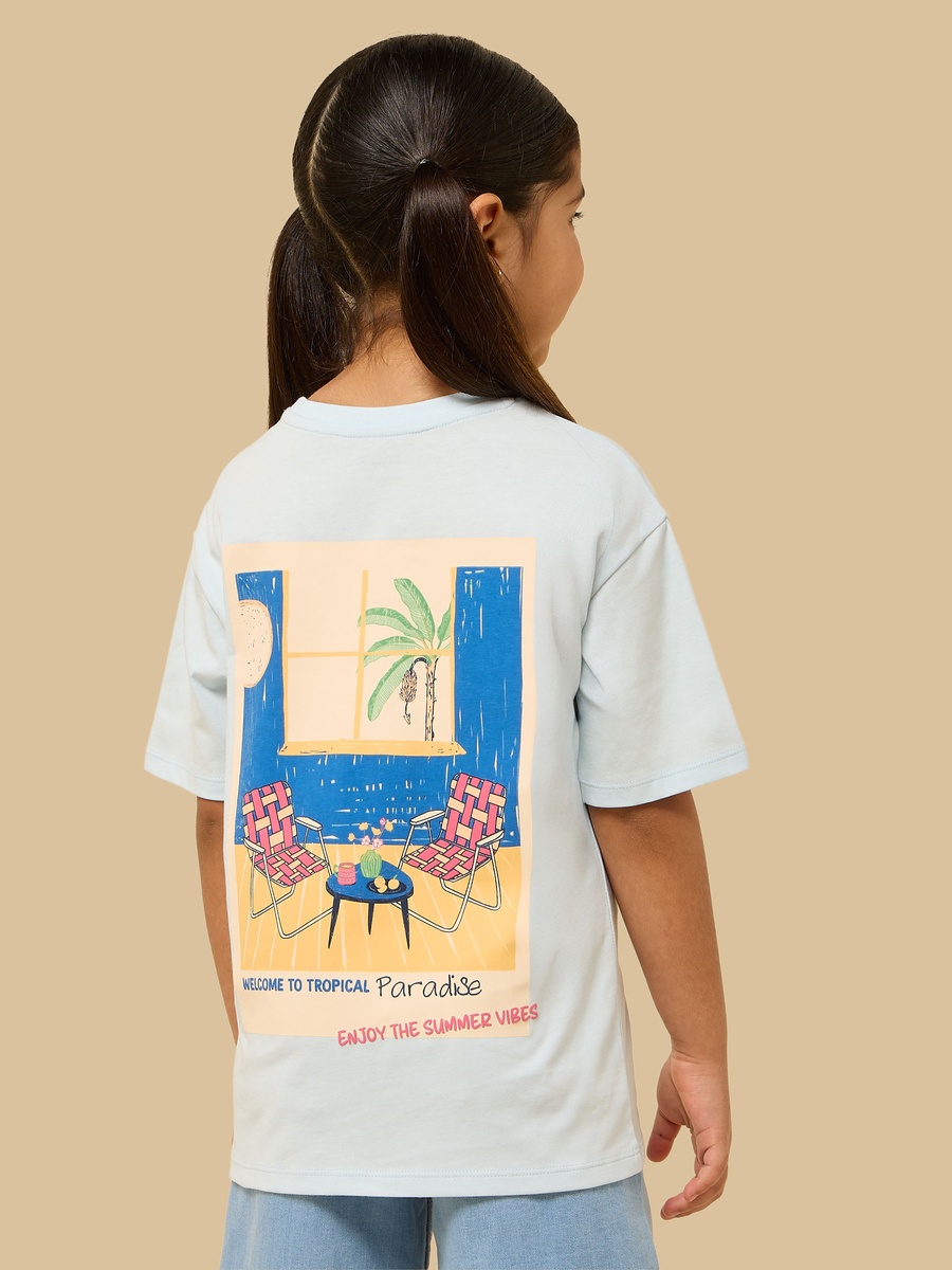 Tropical Paradise Print Oversized T-Shirt