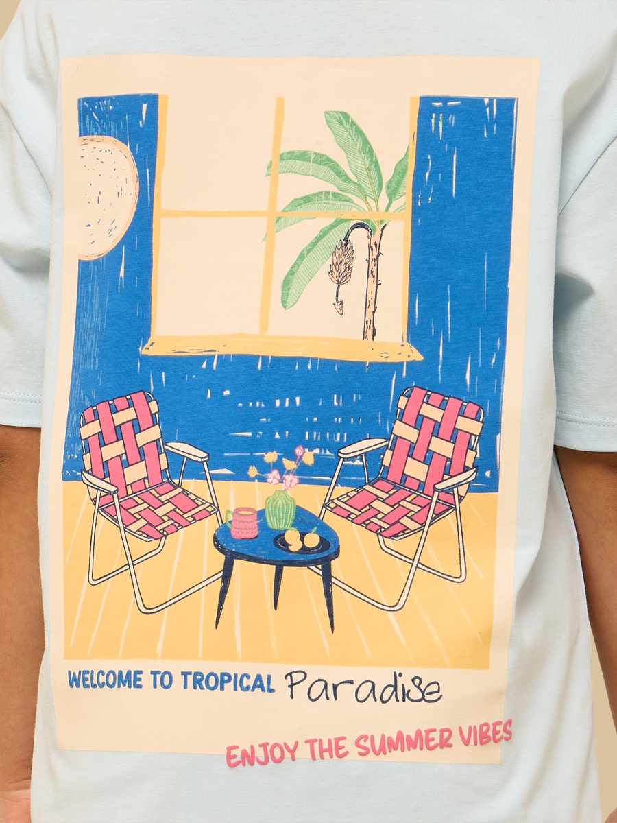 Tropical Paradise Print Oversized T-Shirt