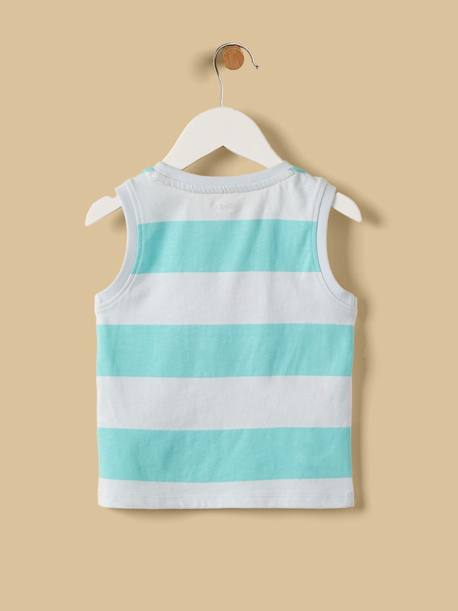 Watermelon Print Striped Sleeveless Cotton T-Shirt