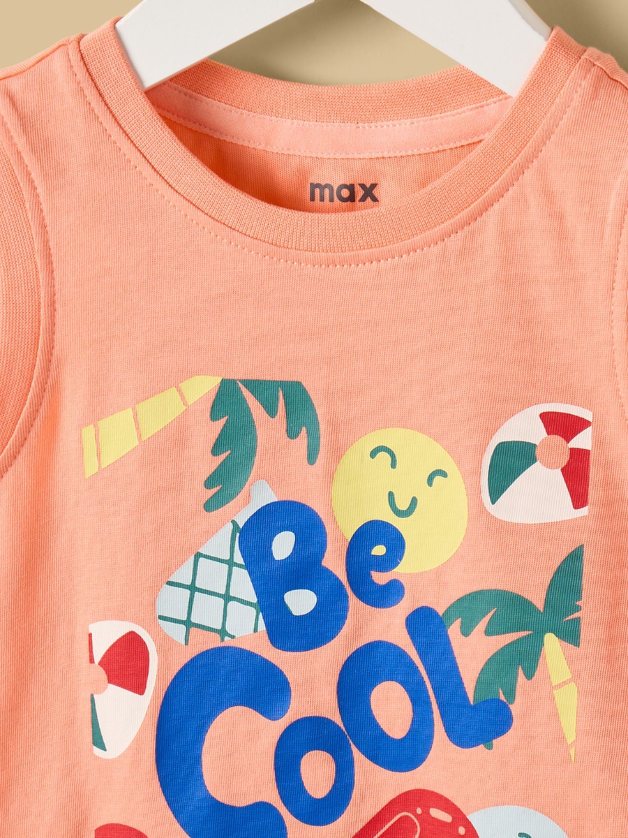 Graphic Print Sleeveless Cotton T-Shirt